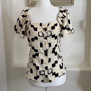 H&M peplum button down top with bell sleeves